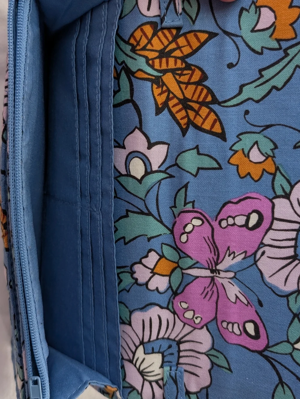 Vera Bradley Wild Prairie Floral Blue Quilted Fabric Crossbody Wallet Bag - Picture 6 of 14